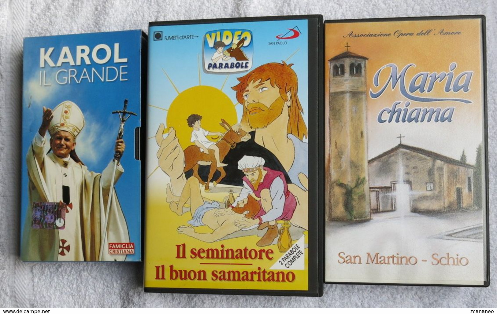 N° 3 VHS - MARIA CHIAMA - IL SEMINATORE E IL BUON SAMARITANO - KAROL IL GRANDE - - Kinder & Familie