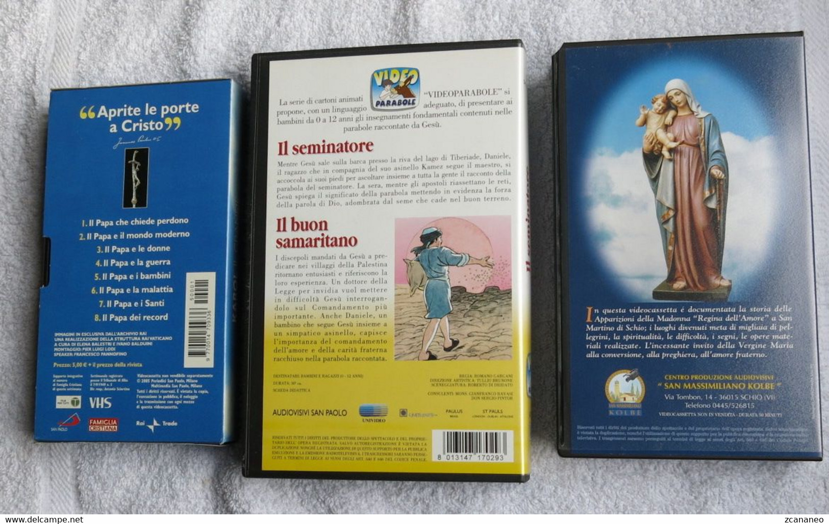 N° 3 VHS - MARIA CHIAMA - IL SEMINATORE E IL BUON SAMARITANO - KAROL IL GRANDE - - Kinderen & Familie