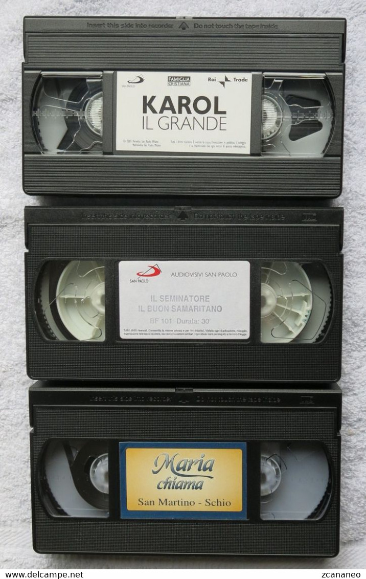 N° 3 VHS - MARIA CHIAMA - IL SEMINATORE E IL BUON SAMARITANO - KAROL IL GRANDE - - Kinder & Familie