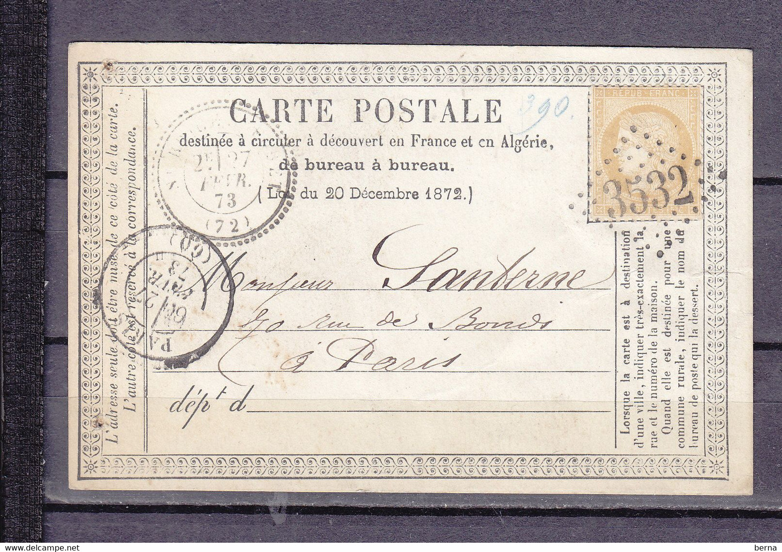 FRANCE 59 OBL GC 3532 CACHET 24 ST BRICE SOUS FORET - 1849-1876: Periodo Clásico