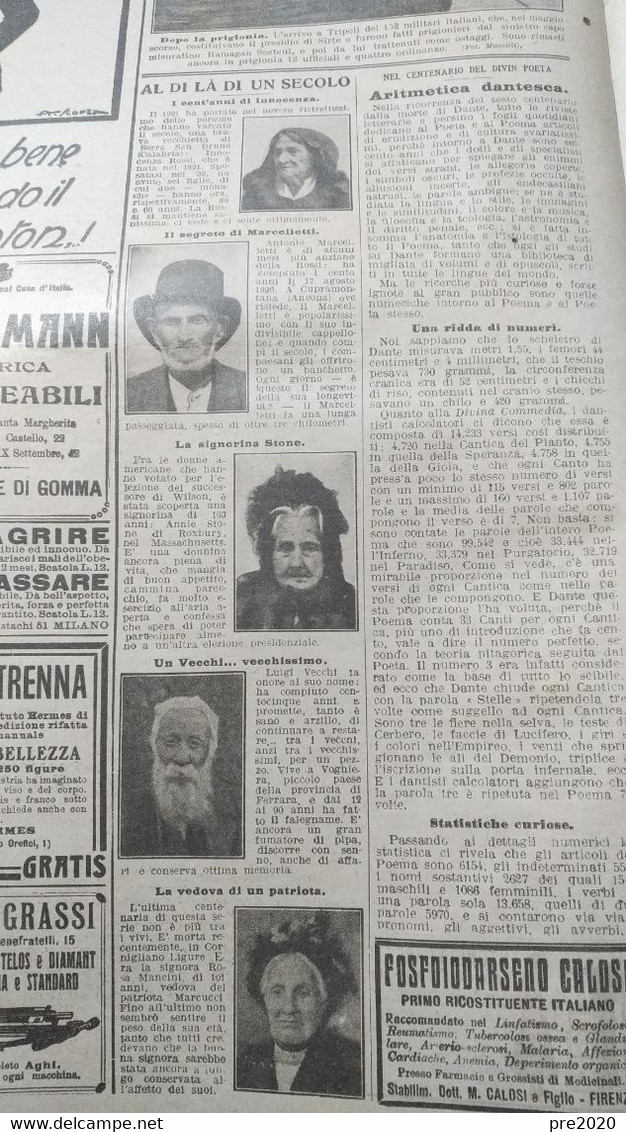 DOMENICA DEL CORRIERE 1921 SERRA SAN BRUNO CUPRAMONTANA VOGHIERA CORNIGLIANO LIGURE DUNO CIMBRO URIO - Other & Unclassified