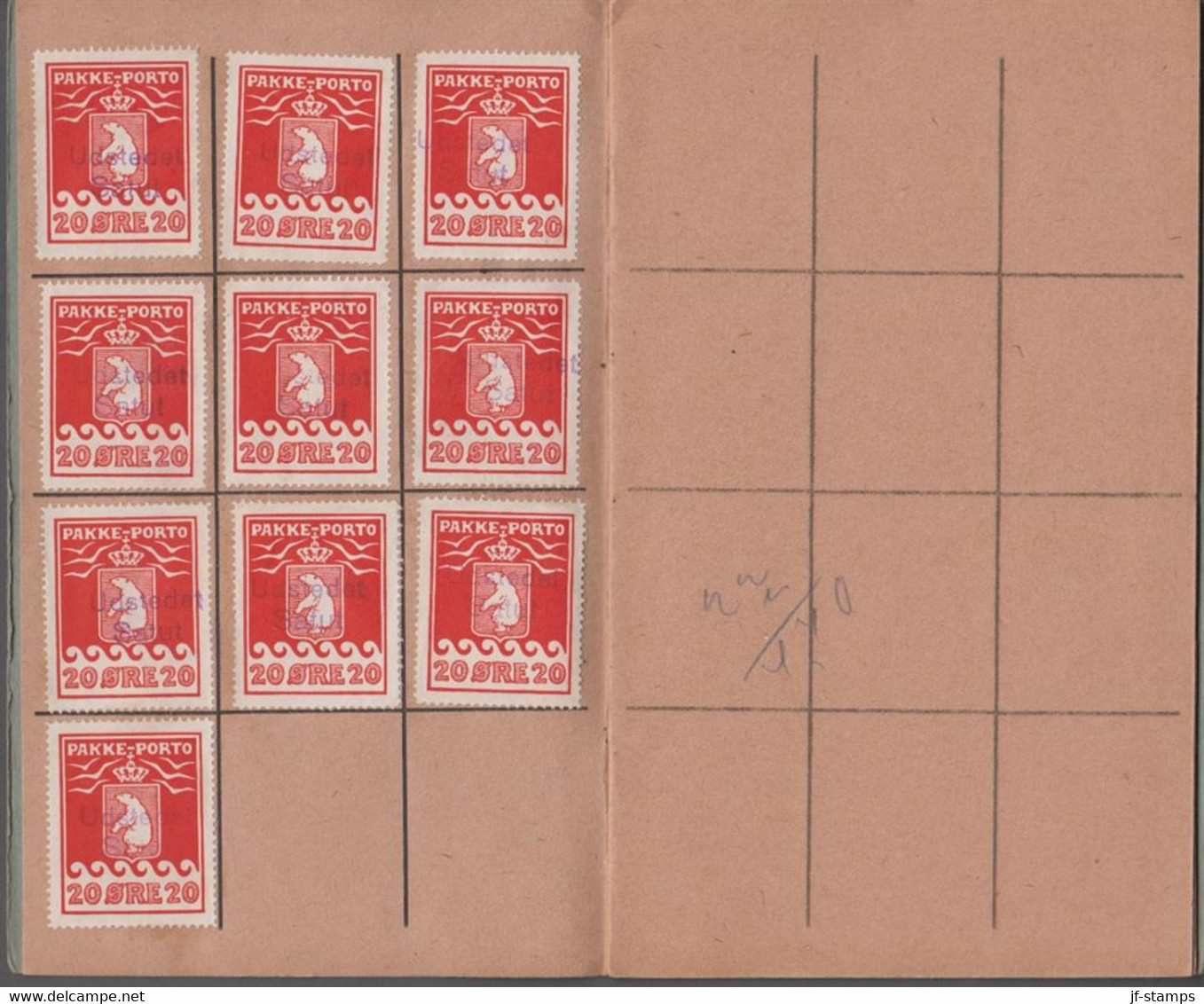 1938. PAKKE PORTO. 20 øre Red. Thiele. Perf 11 ½. Cancelled Udstedet Satut. 22 Ex In ... (Michel 9A) - JF413644 - Pacchi Postali