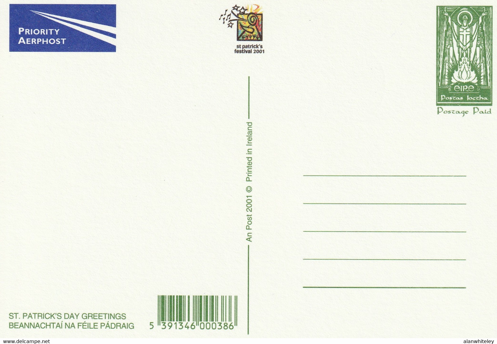 IRELAND 2001 St Patrick's Day: Set Of 4 Pre-Paid Postcards MINT/UNUSED - Enteros Postales
