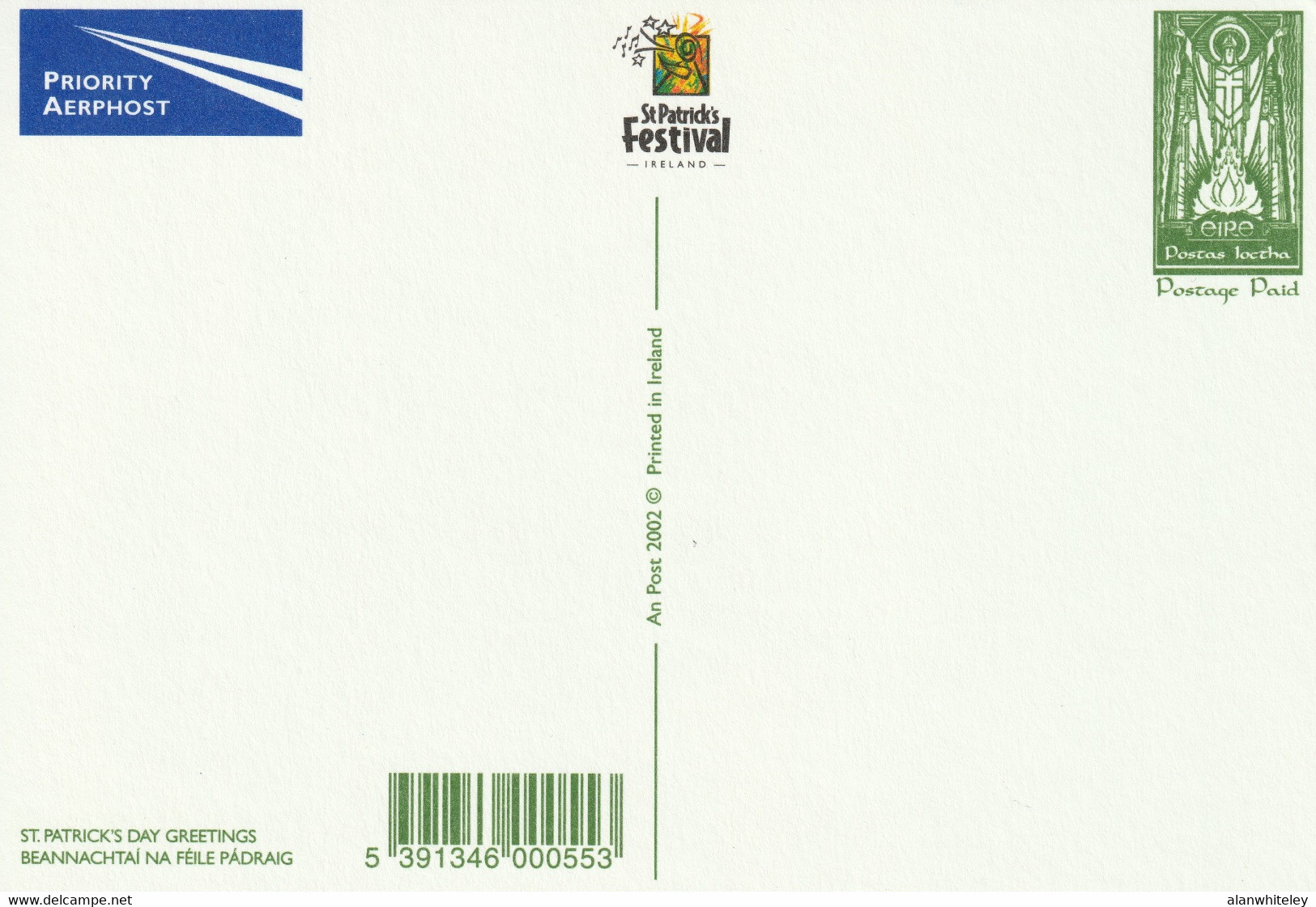 IRELAND 2002 St Patrick's Day: Set Of 3 Pre-Paid Postcards MINT/UNUSED - Entiers Postaux