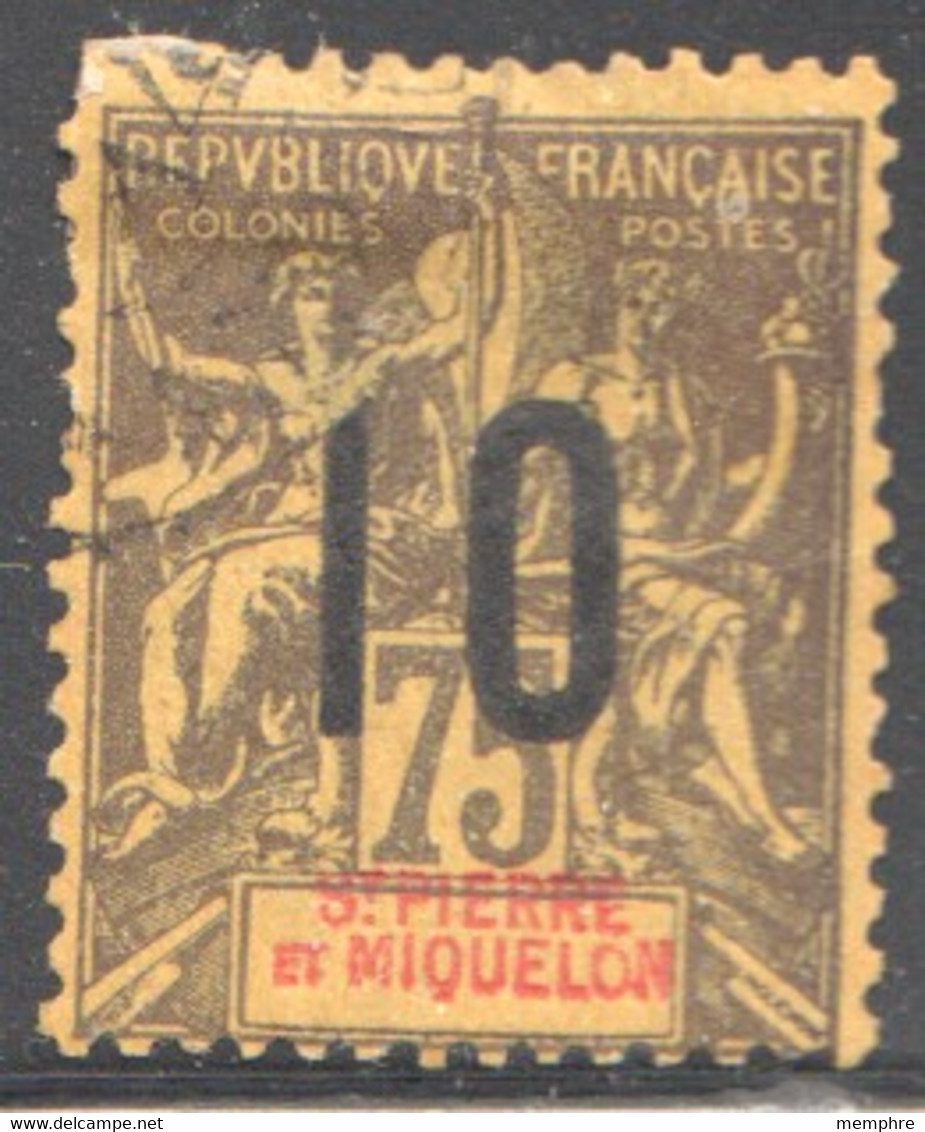 SPM Groupe 75 Cent Surchargé 10 Cent. Yv 103 Faux De Fournier - Used Stamps