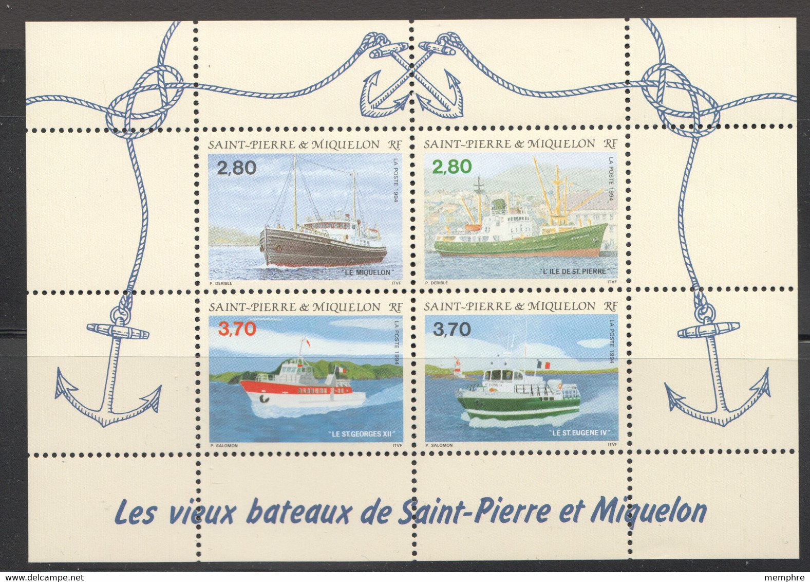 SPM 1994 Vieux Bateaux De SPM  Bloc Feuillet No. 4 - 4 Différents   ** - Unused Stamps