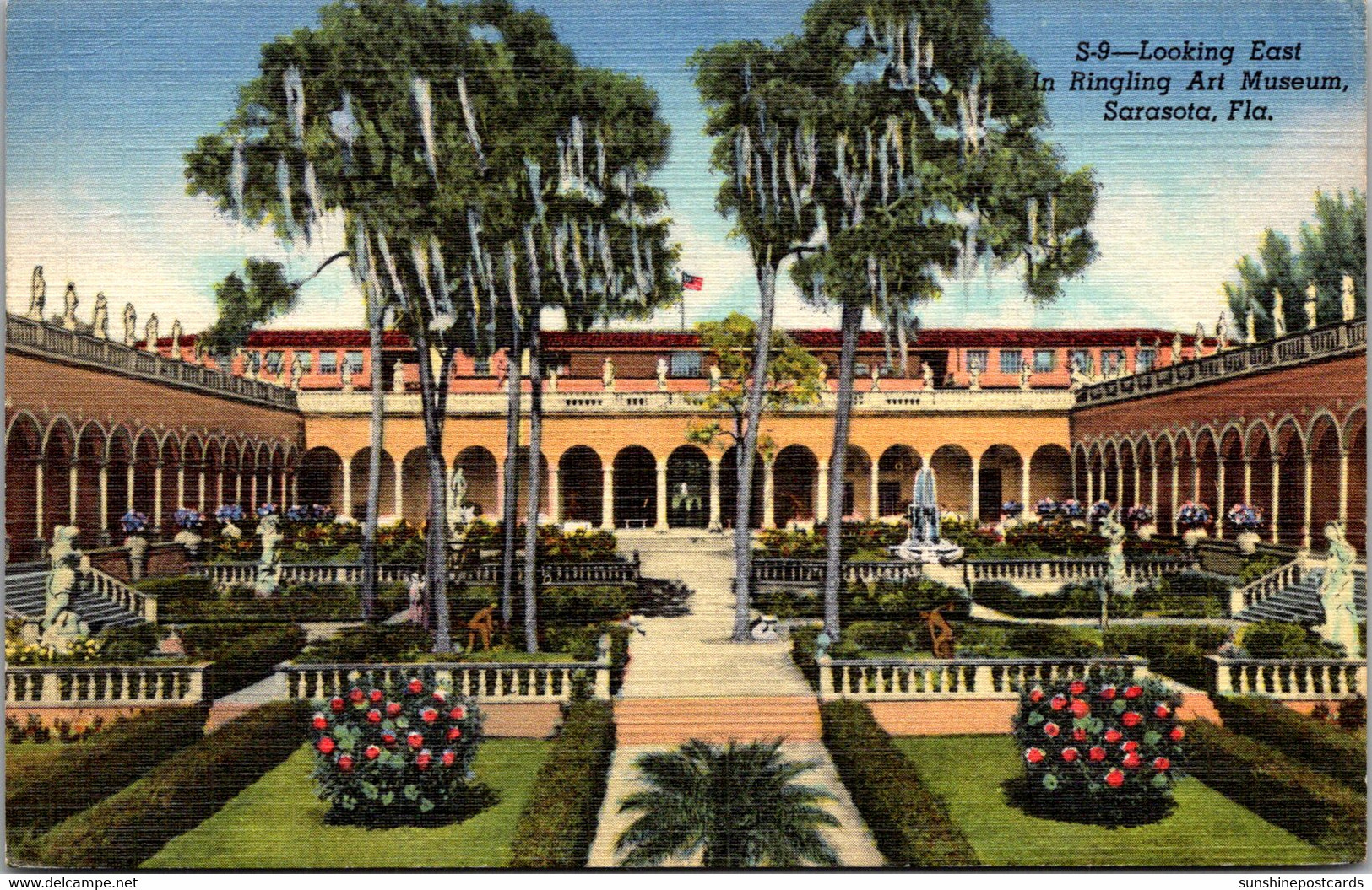 Florida Sarasota Ringling Art Museum Inner Court Court 1950 Curteich - Sarasota