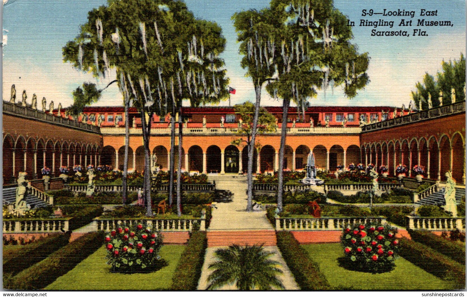 Florida Sarasota Ringling Art Museum Inner Court Looking East Curteich - Sarasota