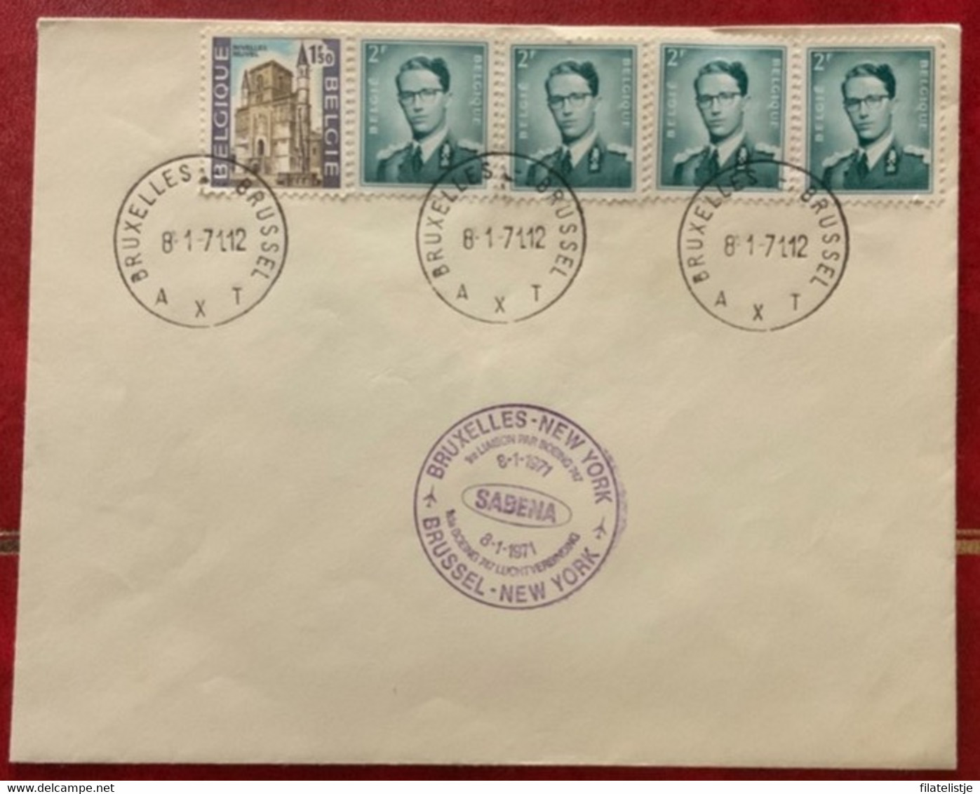 Brief Uit België Eerste Vlucht Sabena Brussel - New York - Autres & Non Classés