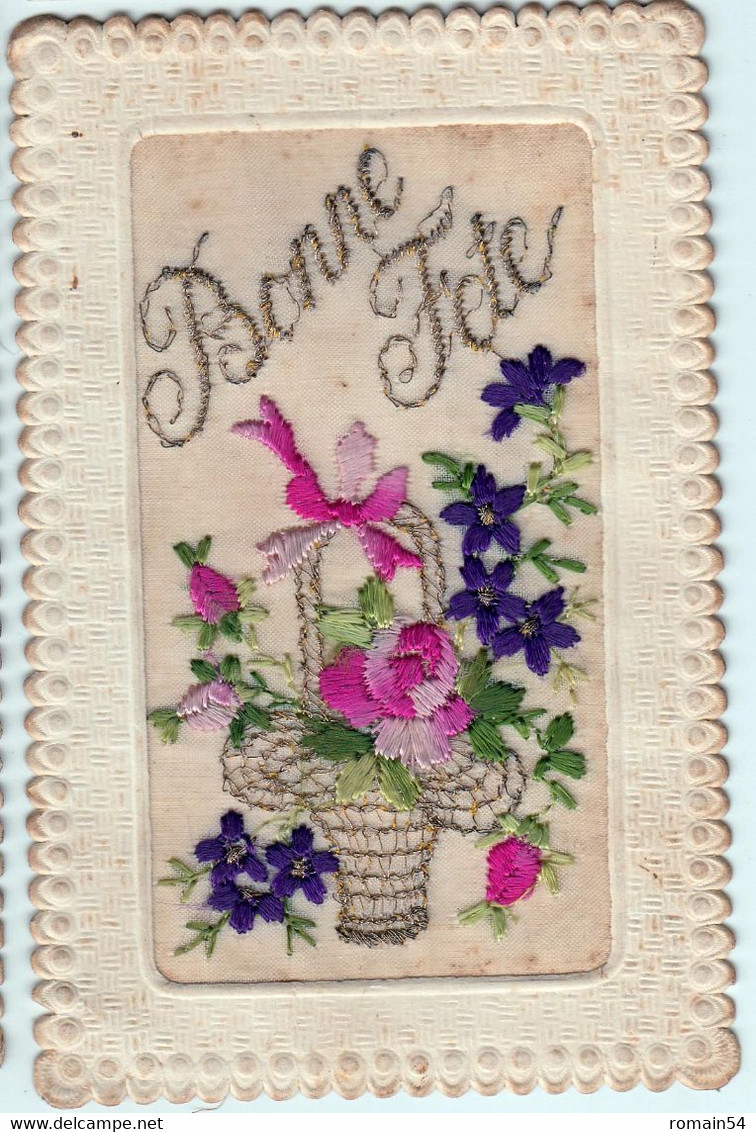 CARTE BRODEE  BONNE FETE - Embroidered