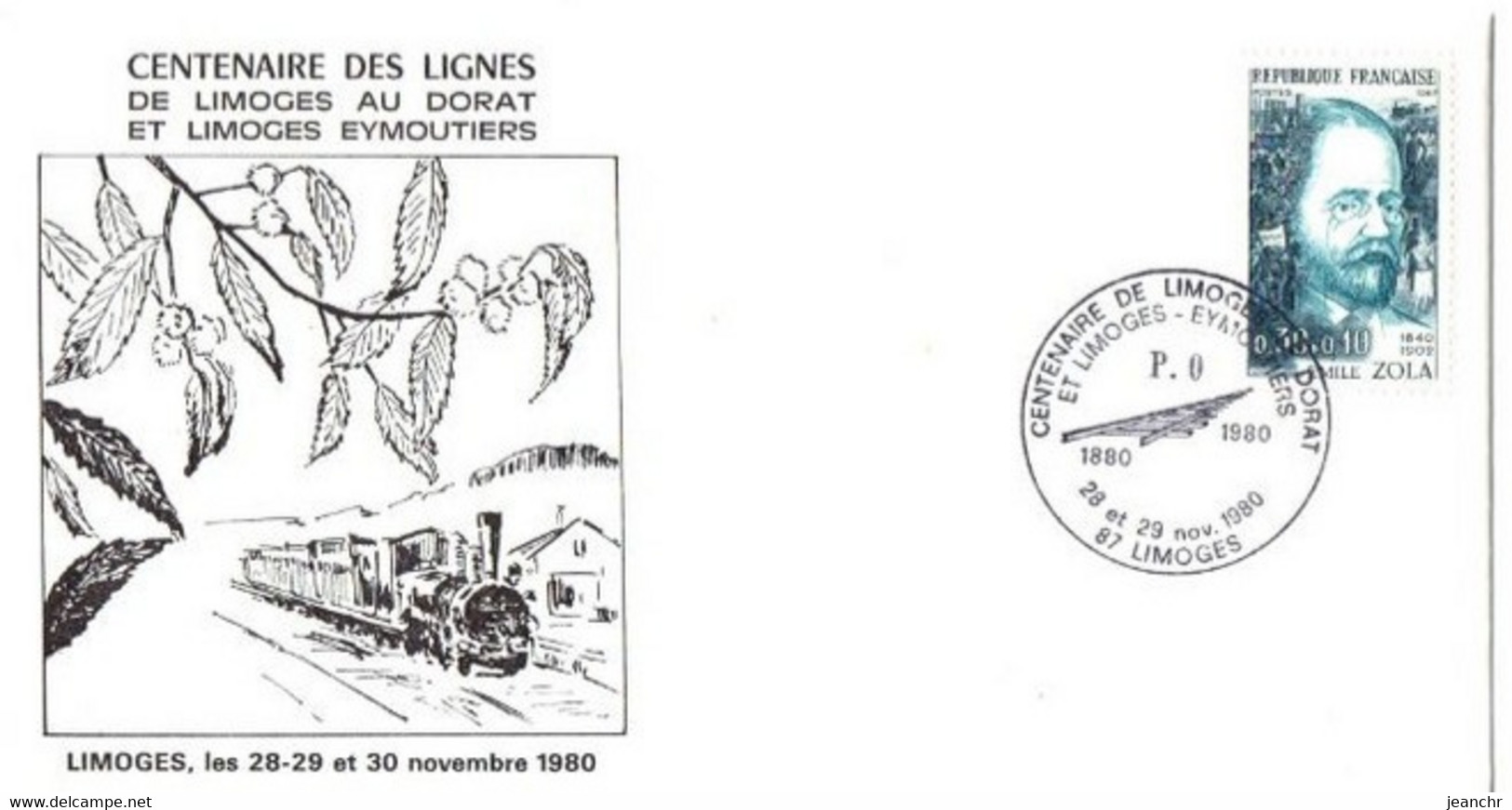 -87-Haute Vienne-Centenaire Des Lignes SNCF Limoges Au Dorat Et Limoges Eymoutiers- 28 Et 29 Novembre 1980 - Matasellos Conmemorativos