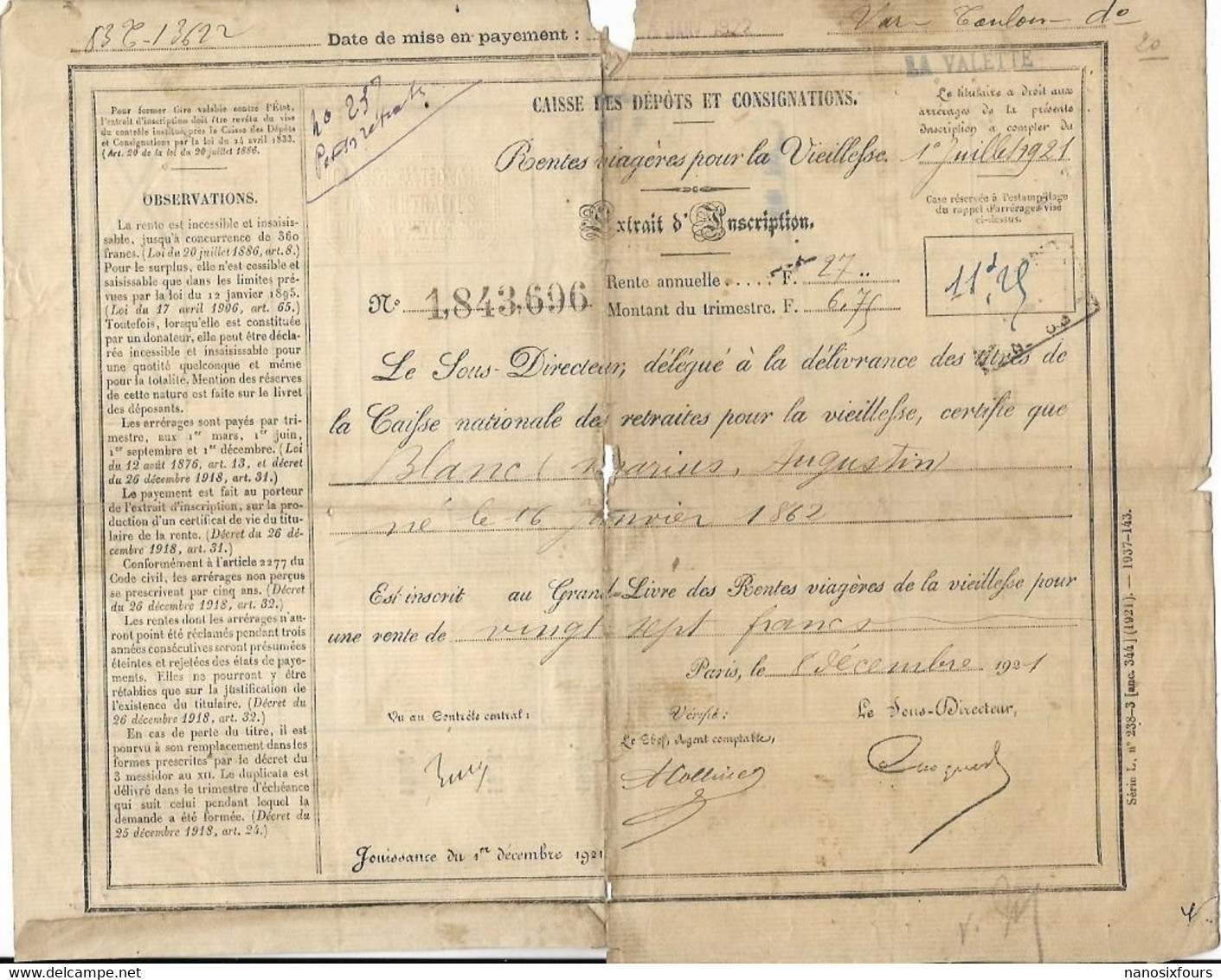 DEPARTEMENT DU VAR . LA VALETTE LOT DE DIVERS PAPIER ADMINISTRATIF ANCIEN - Non Classificati