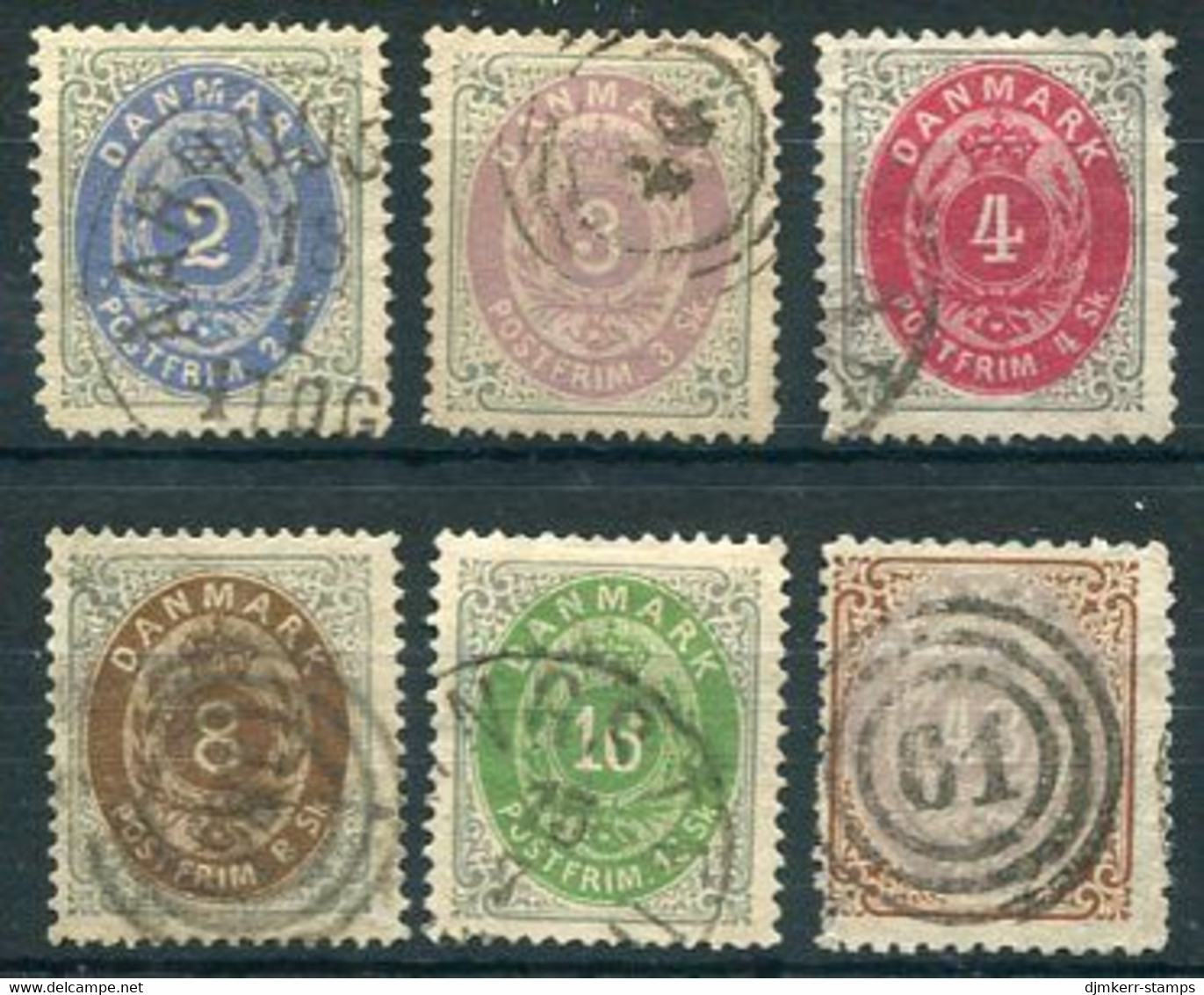 DENMARK 1870-71 Numeral In Oval Set Of Six, Used.  Michel 16-21 - Gebruikt