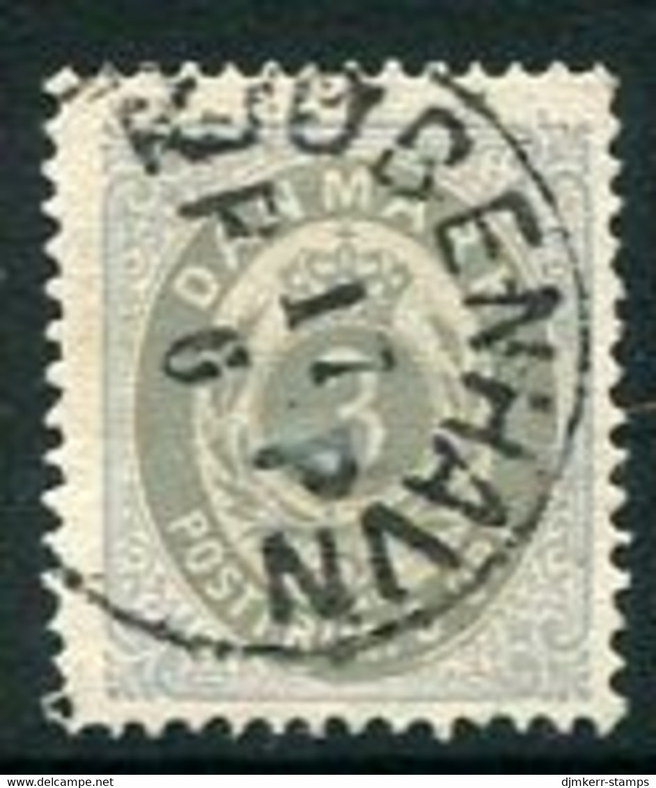 DENMARK 1875 3 øre  Perforated 14:13½ Grey/grey-blue Used.  Michel 22 I YAa.​​​​​​​ - Gebraucht