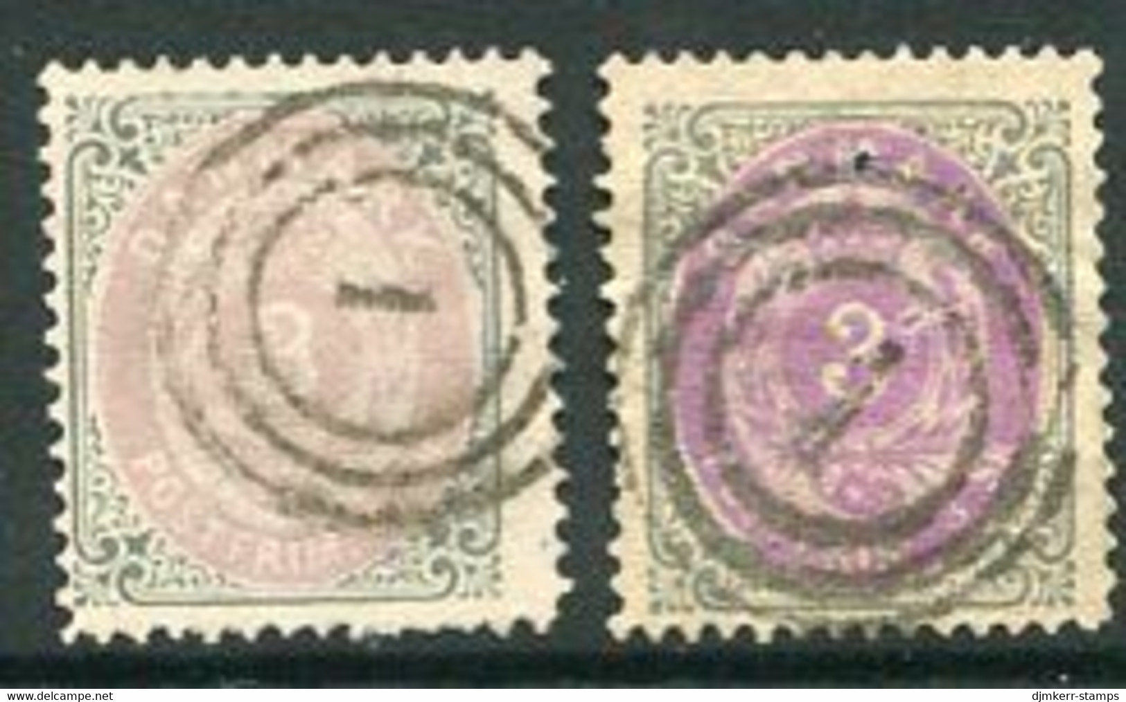 DENMARK 1871 Numeral In Oval 3 Sk. In Both Shades Used - Gebraucht