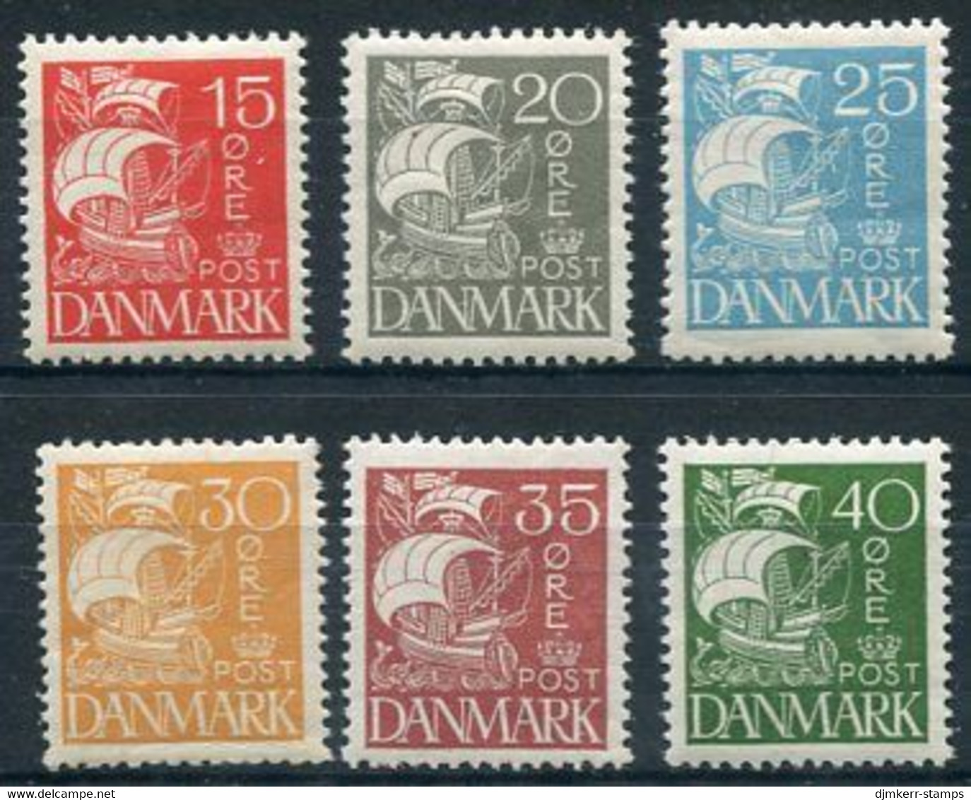 DENMARK 1927 Caravel With Solid Background Set Of 6 LHM / *.  Michel 168-73 - Neufs