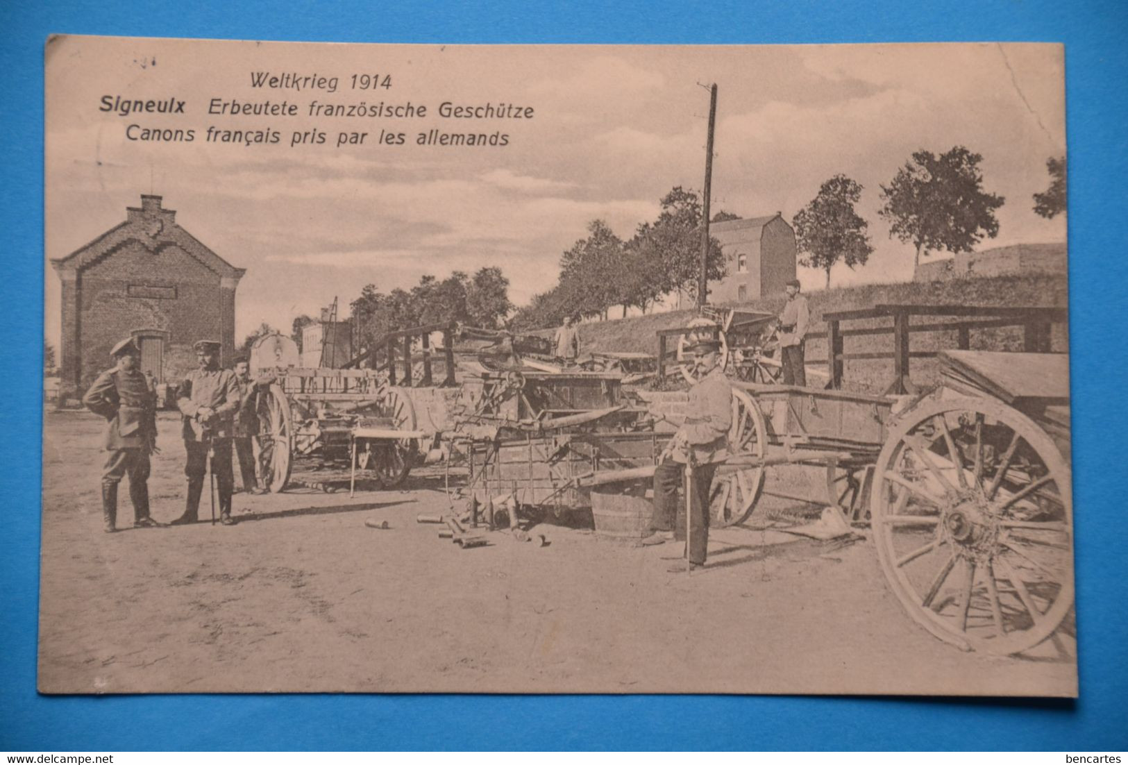 Signeulx 1914: Carte Feldpost Des Canons Français Pris Par Les Allemands, Très Animée - Musson