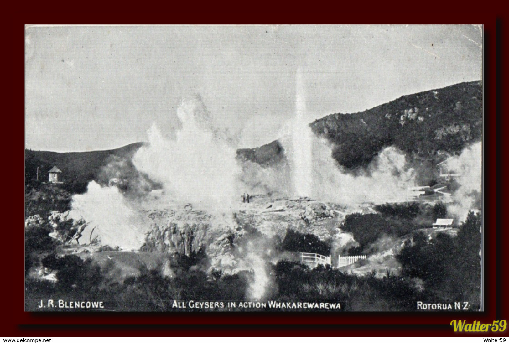1940 New Zealand Geysers In Action Postcard Rotorua Posted To Scotland 2scans - Brieven En Documenten