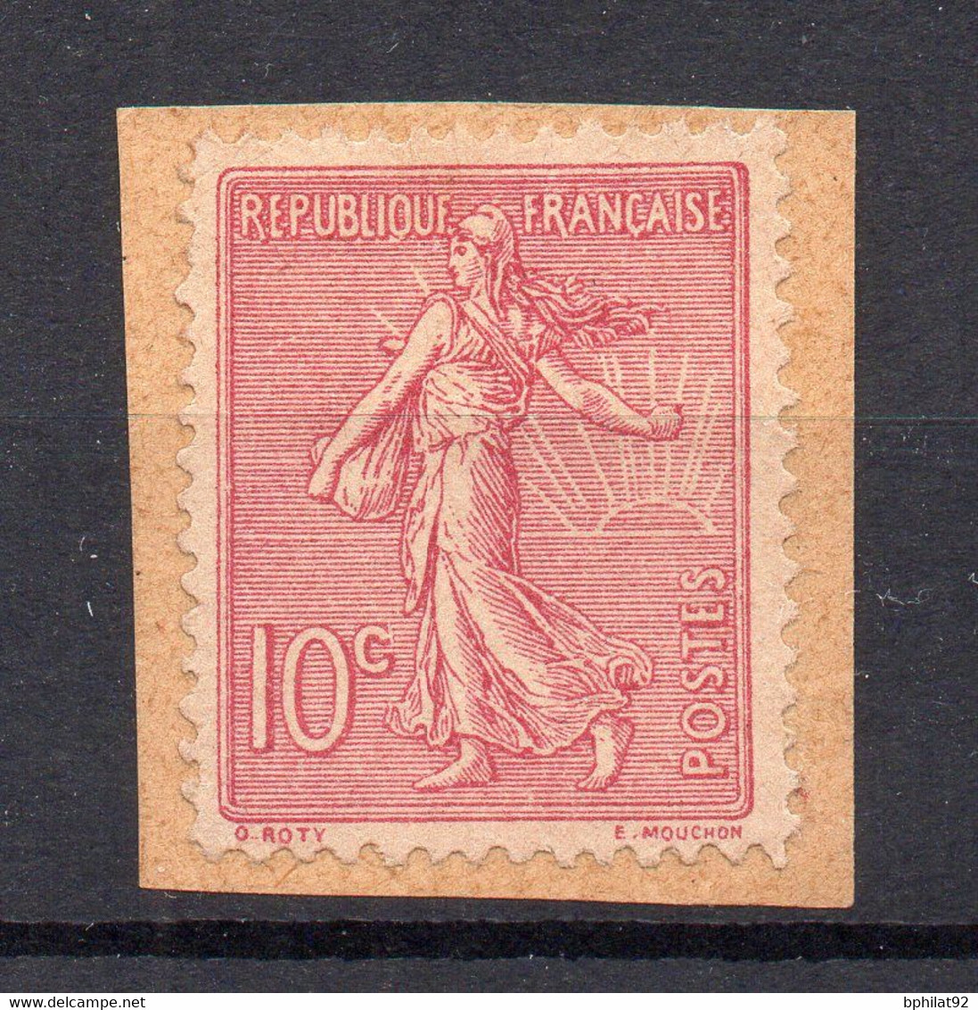 !!! 10C SEMEUSE N°129h FAUX POUR SERVIR NEUF COLLE SUR FRAGMENT. SIGNE JACQUART. RRR - 1903-60 Sower - Ligned