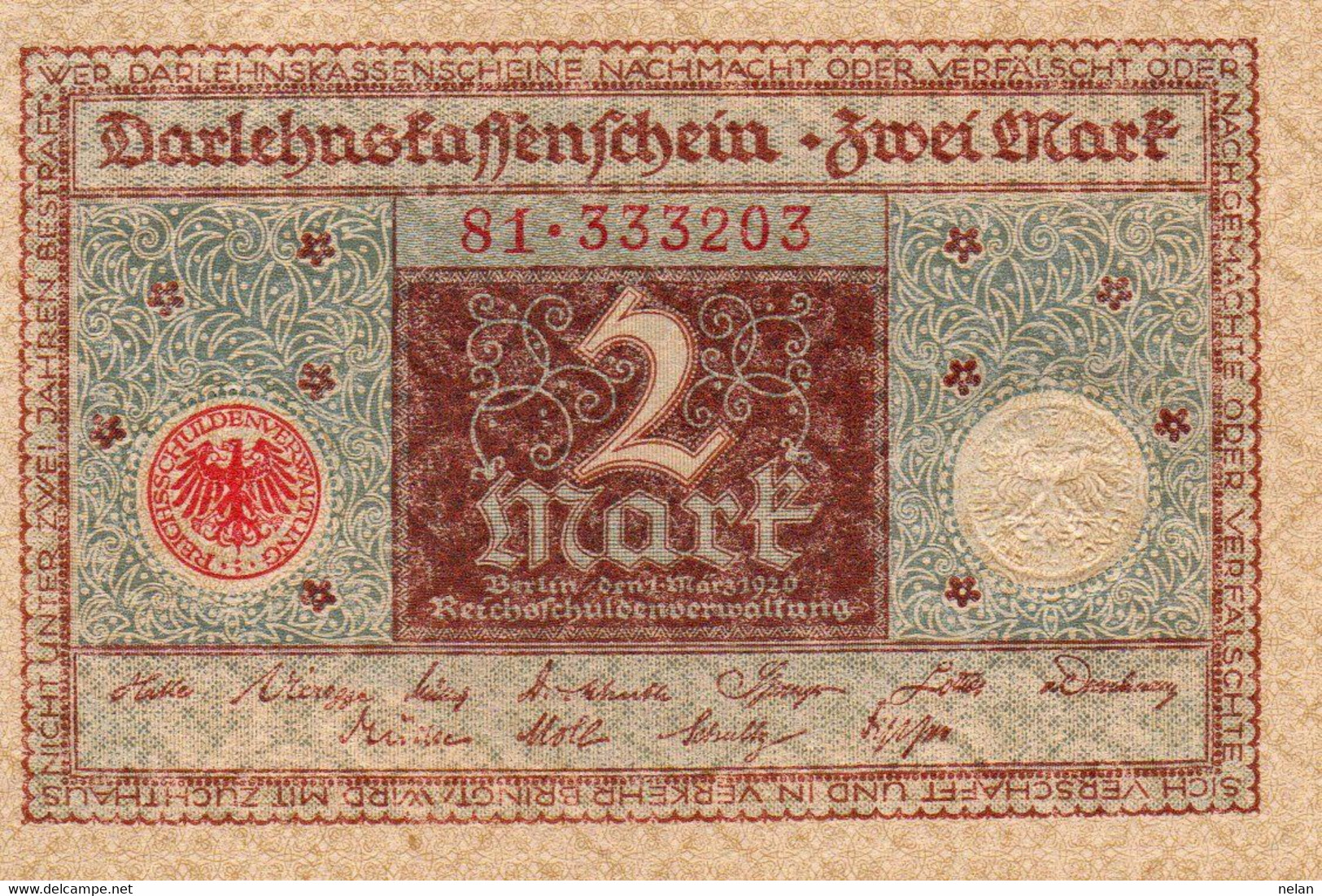 GERMANIA-2 MARK 1920 P-60  UNC - 1 Mark