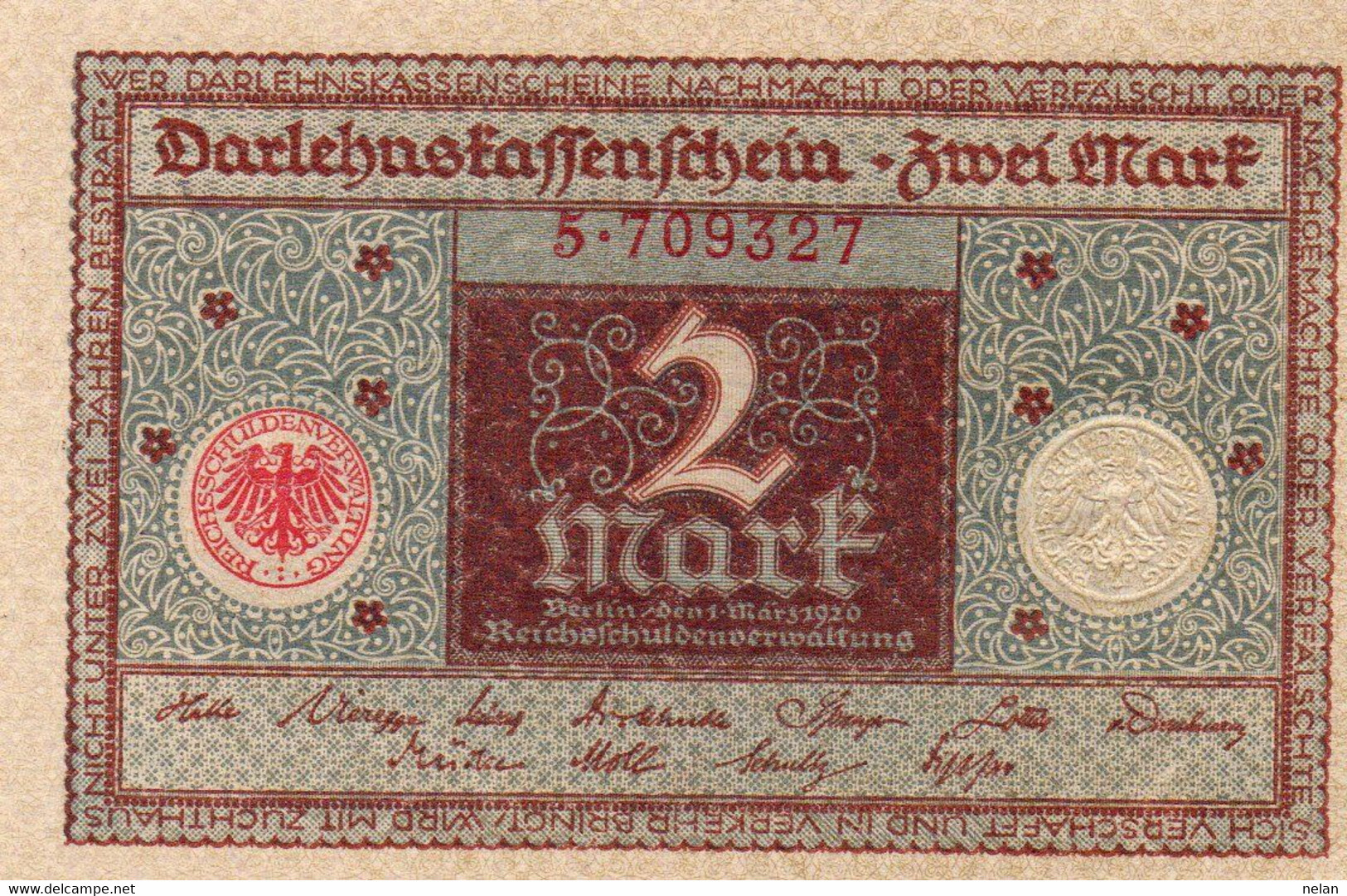 GERMANIA-2 MARK 1920 P-60  UNC - 1 Mark