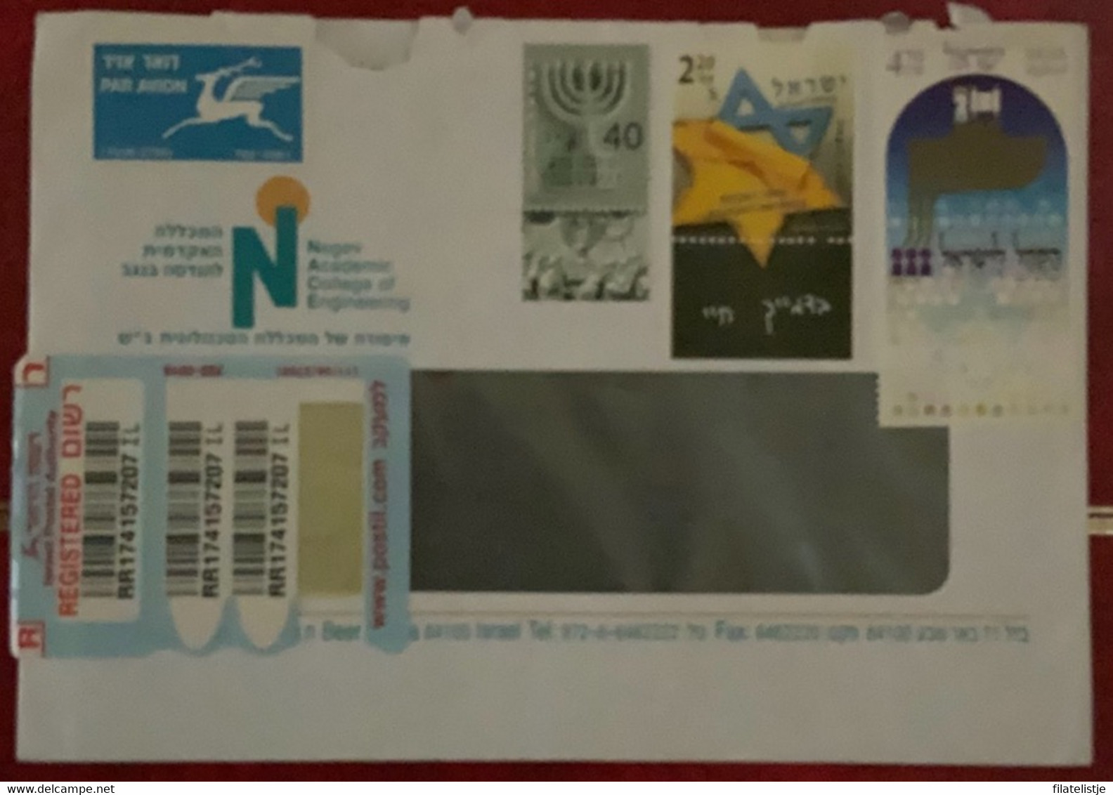 Enveloppe Aangetekend Uit Israël - Airmail