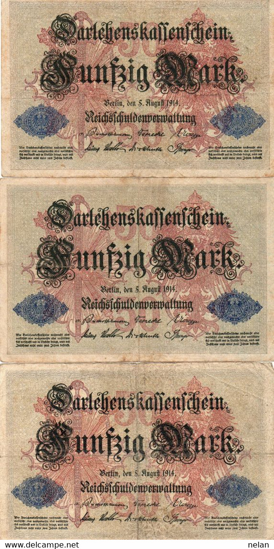 GERMANY- 50 REICHSMARK 1914  P-49b  Circ - 50 Mark