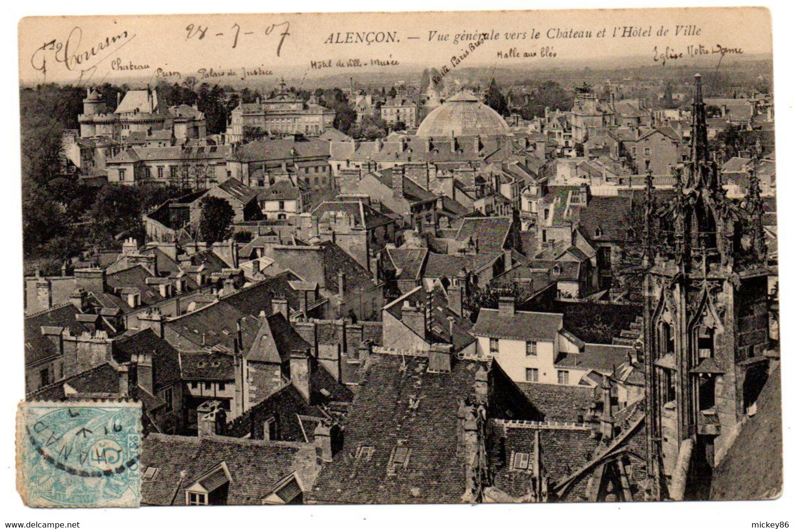 ALENCON -- 1907---Vue Générale Vers Le Chateau Et L'Hôtel De Ville  ..................à Saisir - Alencon