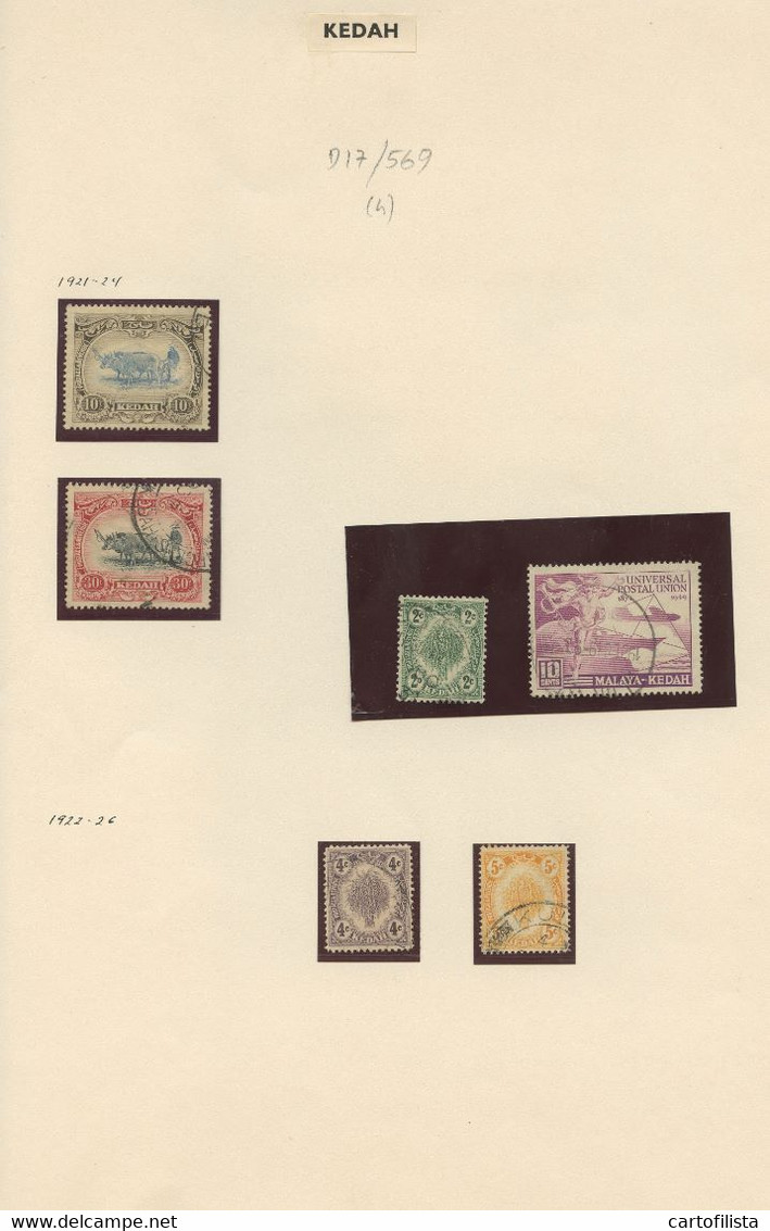 Used Stamps, Lot, KEDAH, Malaysia, Miscellaneous, 1921 To 1965  (Lot 569)  -  4 Scans - Kedah