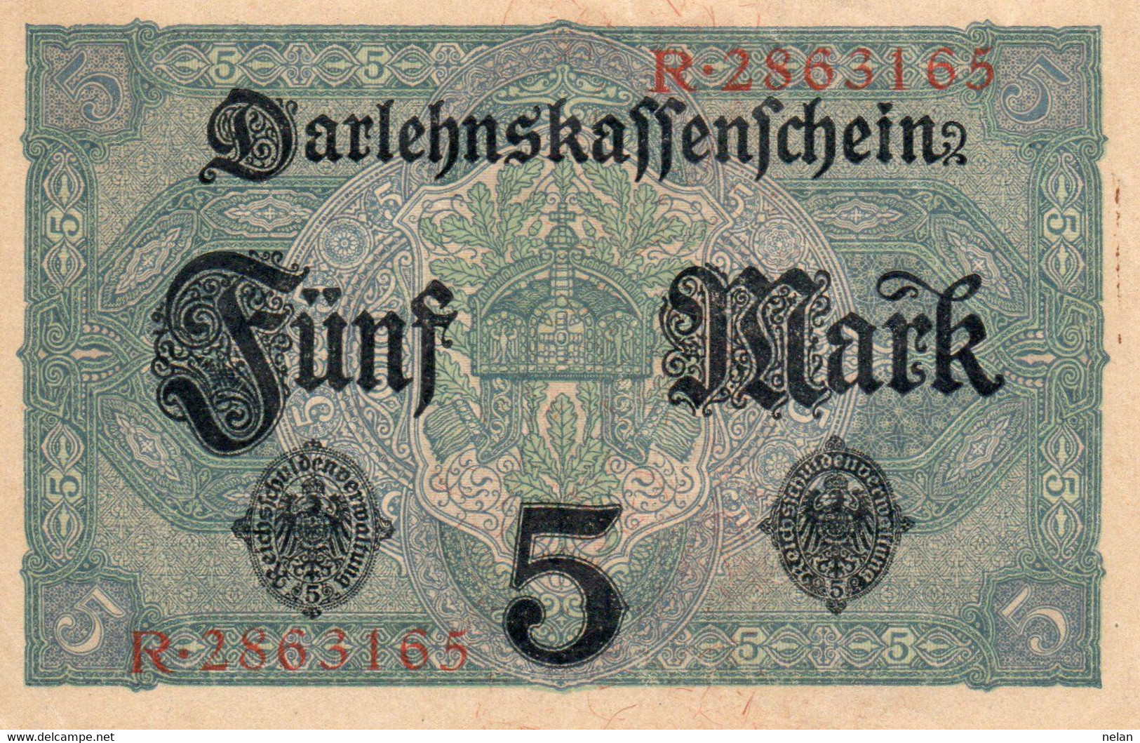 GERMANY- 5 MARK 1917  P-56a.1 Aunc - 5 Mark