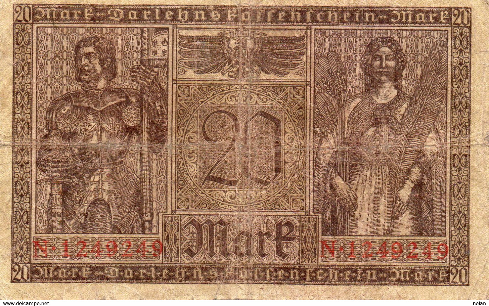 GERMANY- 20 MARK 1918 - Wor:P-57, Ros:R-55 - 20 Mark