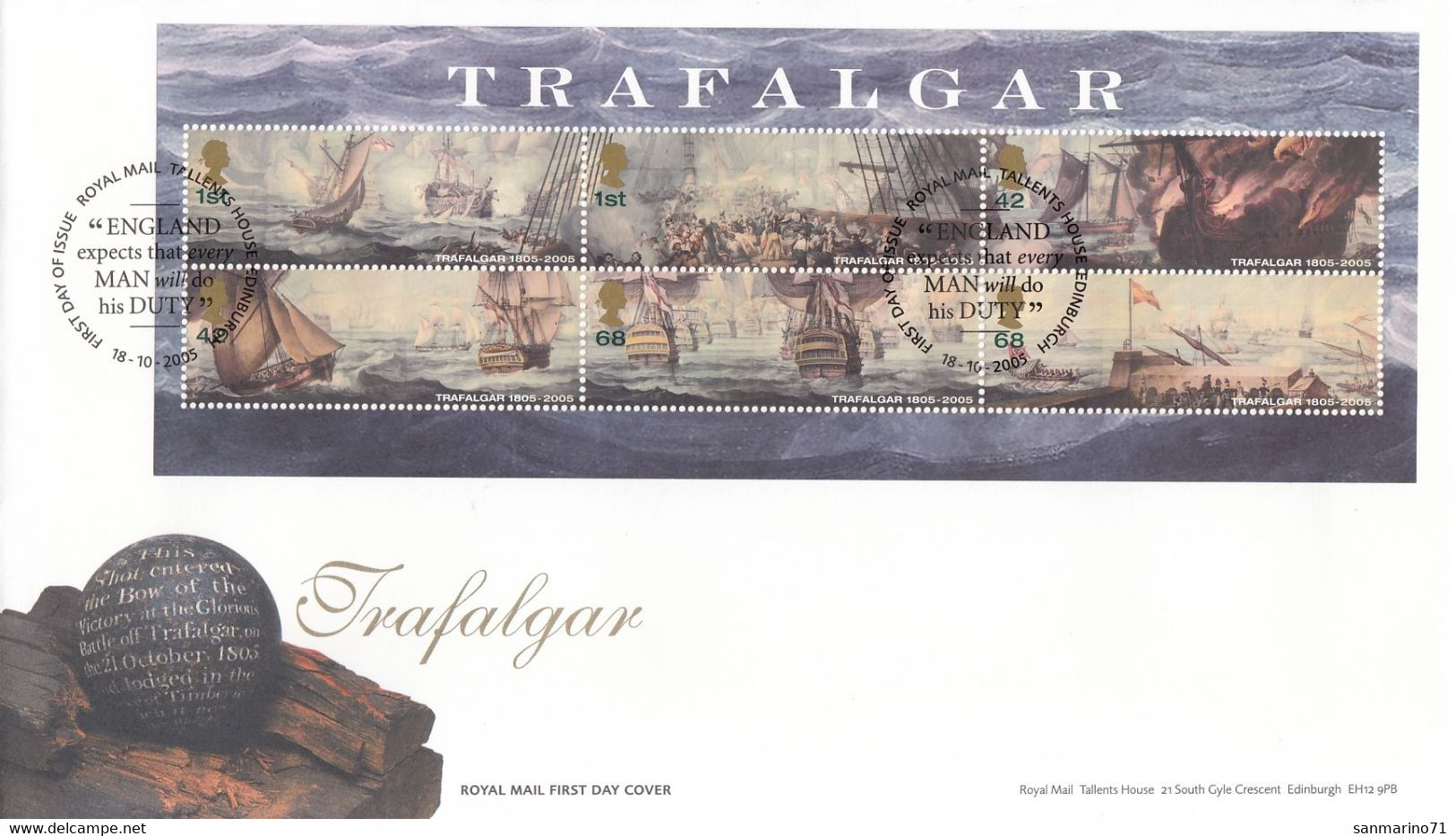 FDC GREAT BRITAIN Block 28,ships - 2001-2010 Em. Décimales