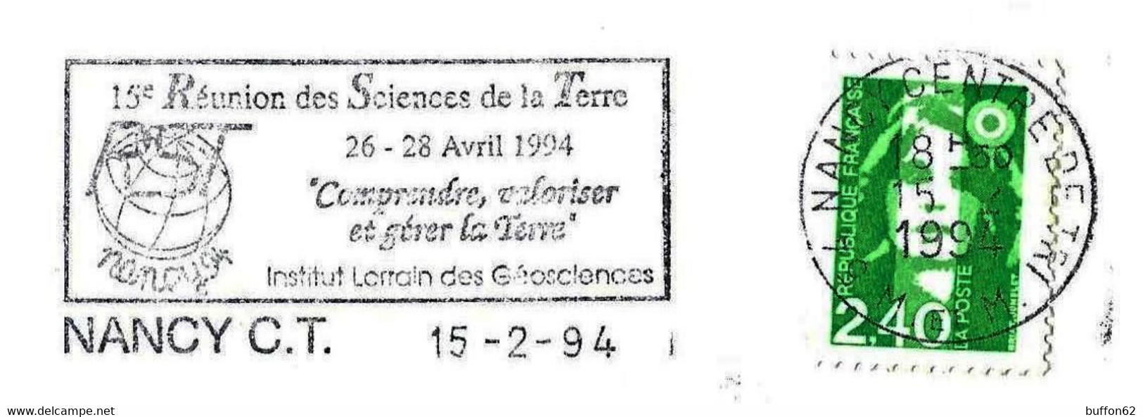 France (1994) - Nancy C.T. (54) : 15e Réunion Des Sciences De La Terre - Géosciences - 15th Earth Sciences Meeting. - Other & Unclassified