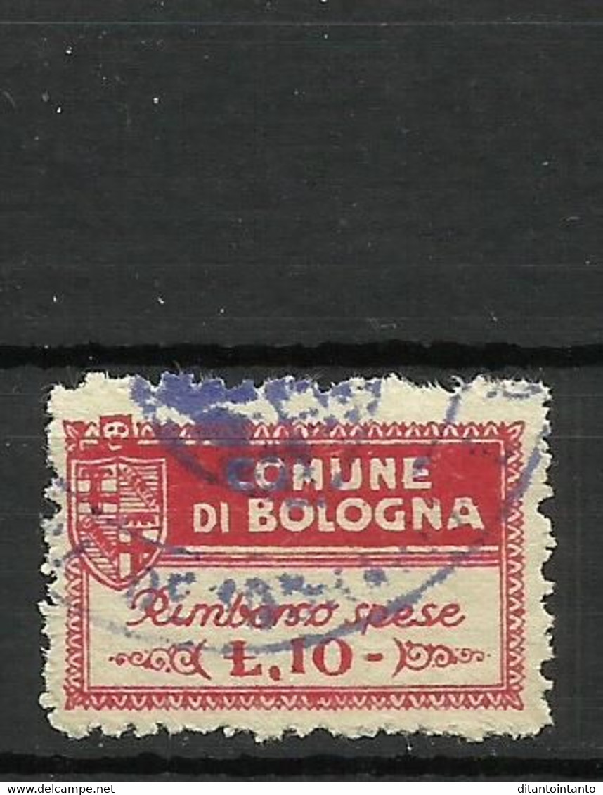 BOLOGNA 10 LIRE RIMBORSO SPESE ,MARCA DA BOLLO COMUNALE, REVENUE, MUNICIPAL STAMP, Rif.74 - Sin Clasificación