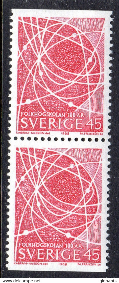 SWEDEN - 1968 PEOPLE'S COLLEGE ANNIVERSARY 45o STAMP PAIR FINE MNH ** SG 561 X 2 - Ongebruikt