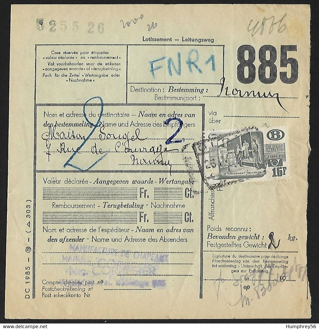1950 - BELGIË/BELGIQUE/BELGIEN - Y&T CP326 - Dokumente & Fragmente