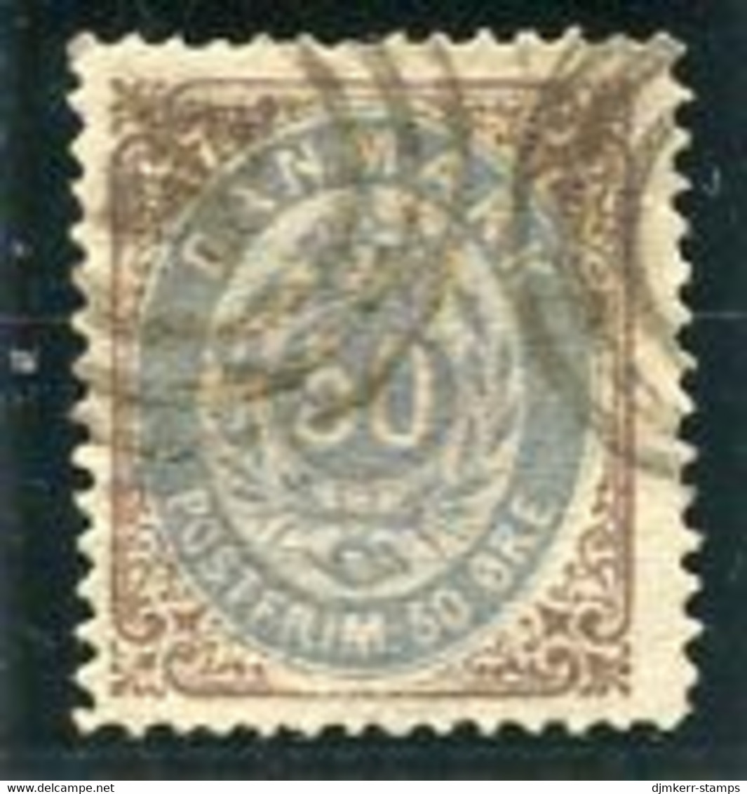 DENMARK 1875 Numeral In Oval 50 Øre Brown/blue-violet Perforated 14:13½, Used.  Michel 30 I Y Aa - Gebruikt