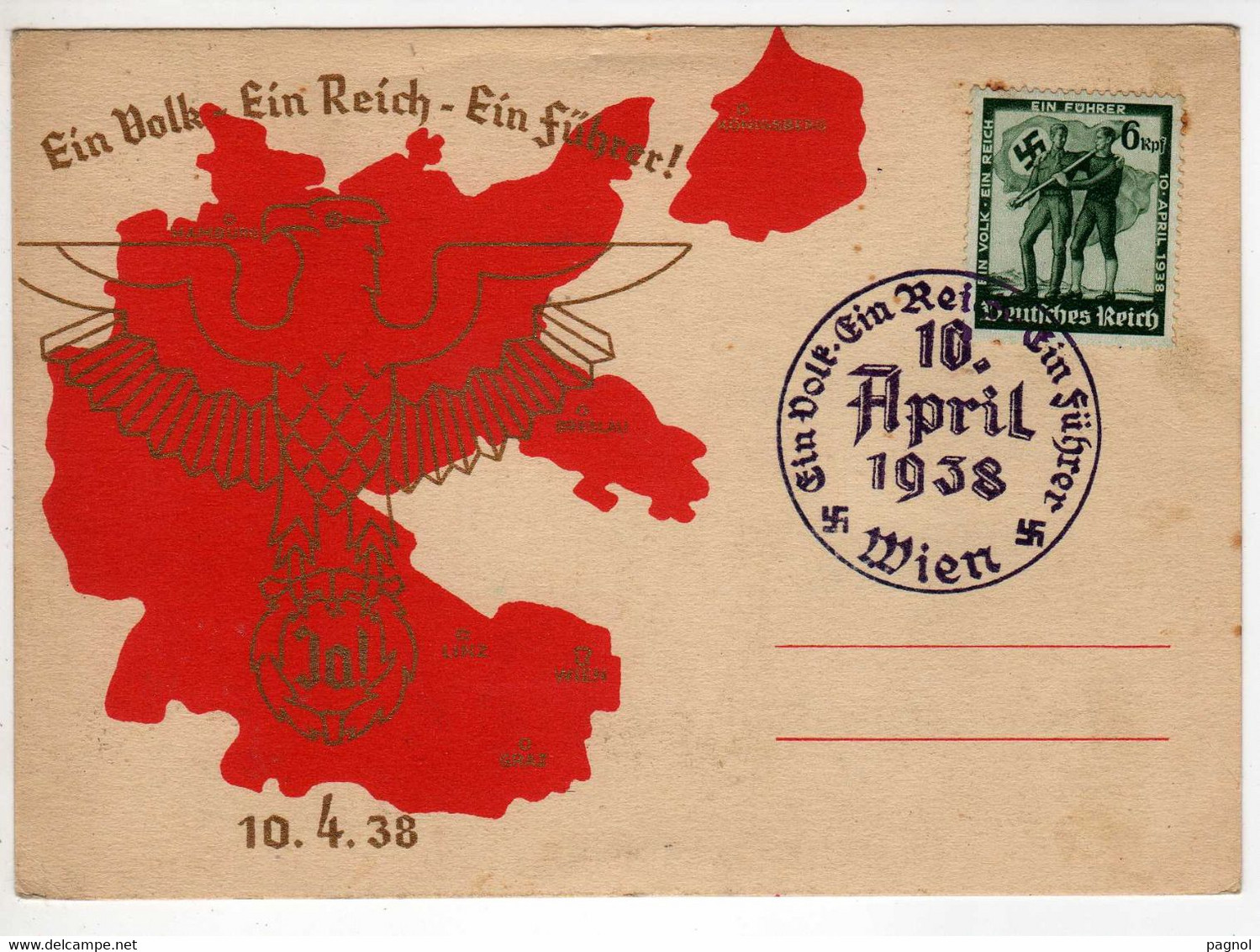 Autriche :  Reunification De L'Autriche à L'Allemagne : Cachet Wien : - Storia Postale