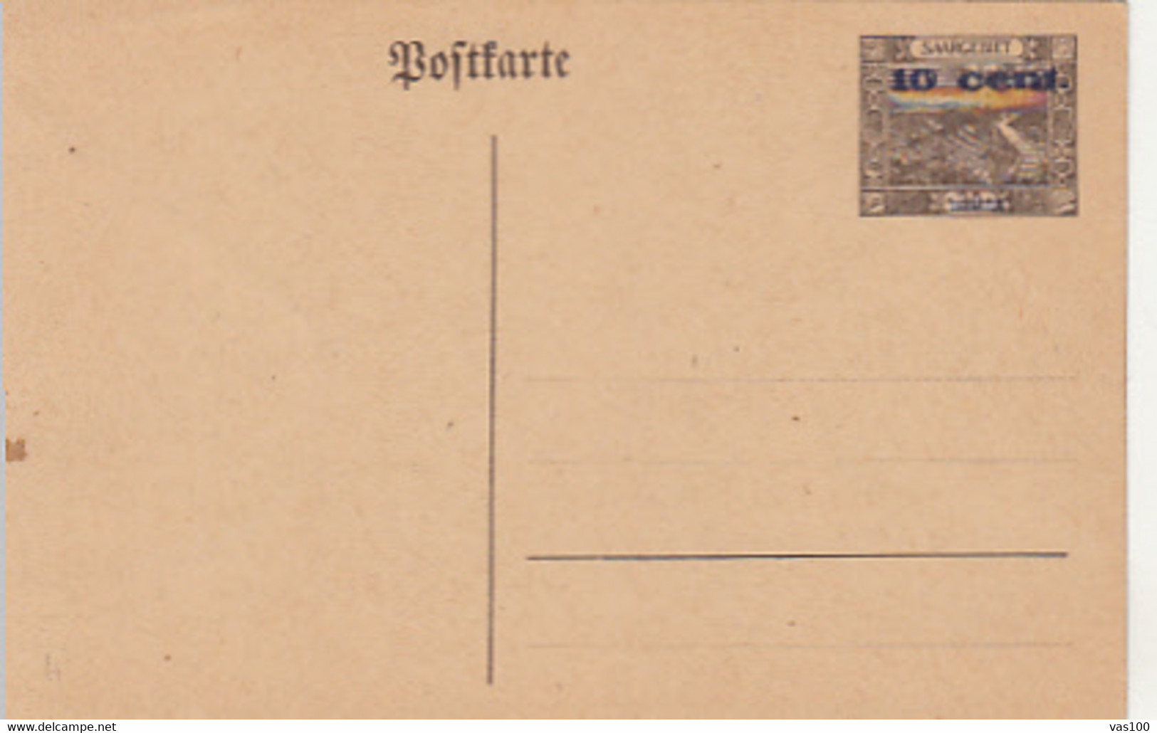 LANDSCAPE, OVERPRINT 10 CENTS PC STATIONERY, ENTIER POSTAL, UNUSED, SAARGEBIET - Ganzsachen