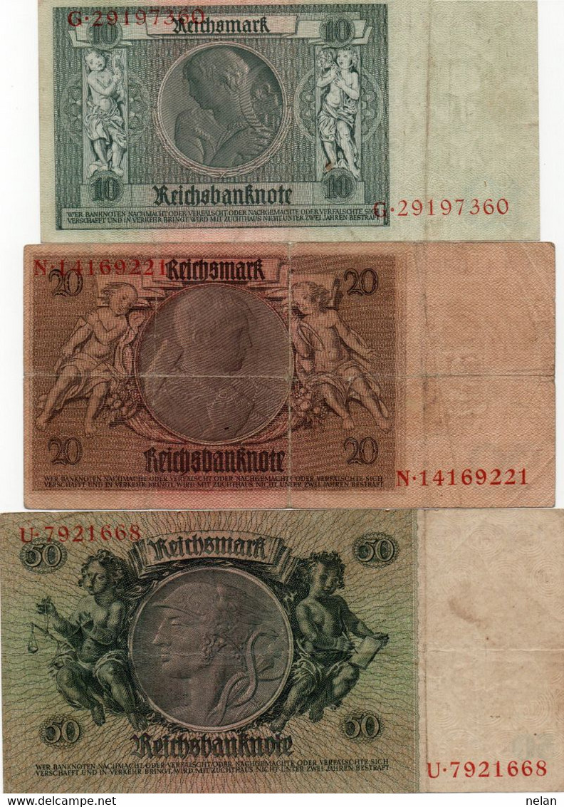 GERMANY- 10,20,50 MARK 1929  P-180b,181,182  Circ. - 20 Mark