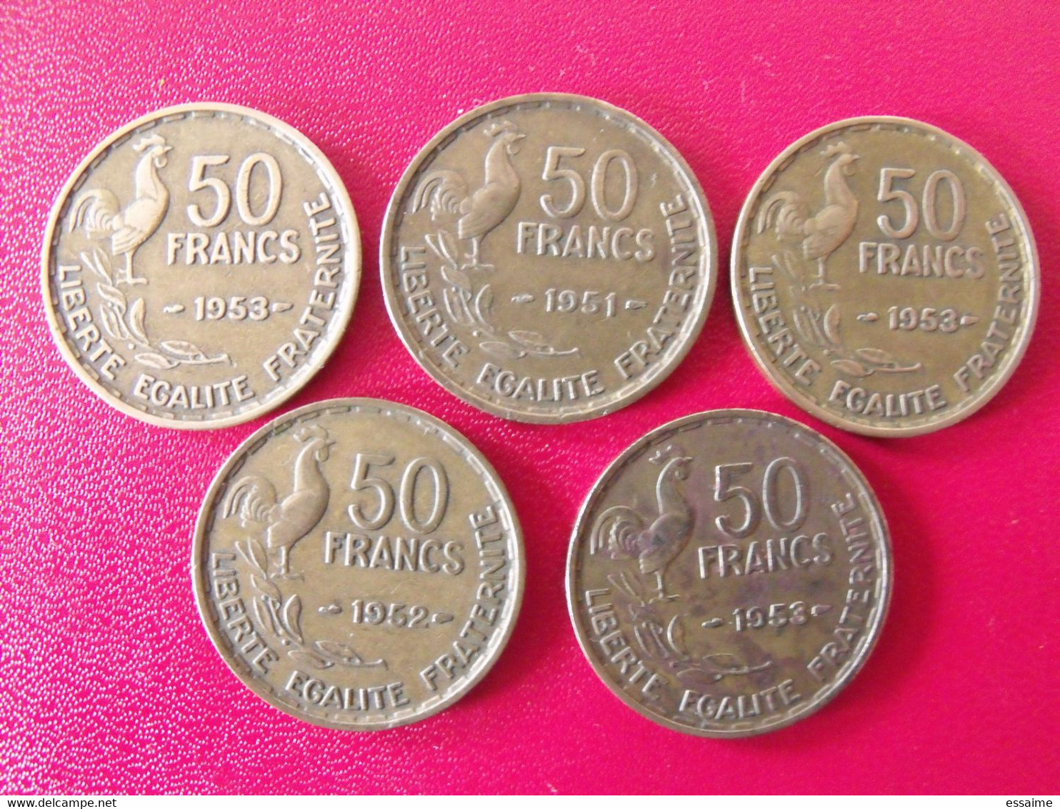 Lot De 5 Pièces 50 Francs  Guiraud. 1951,1952,1953 - Andere & Zonder Classificatie