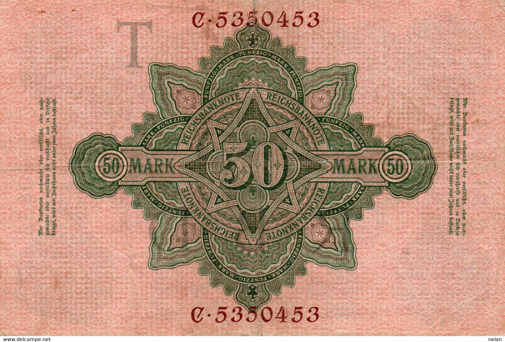 GERMANY- 50 MARK 1910  P-41  Circ.  T - 50 Mark