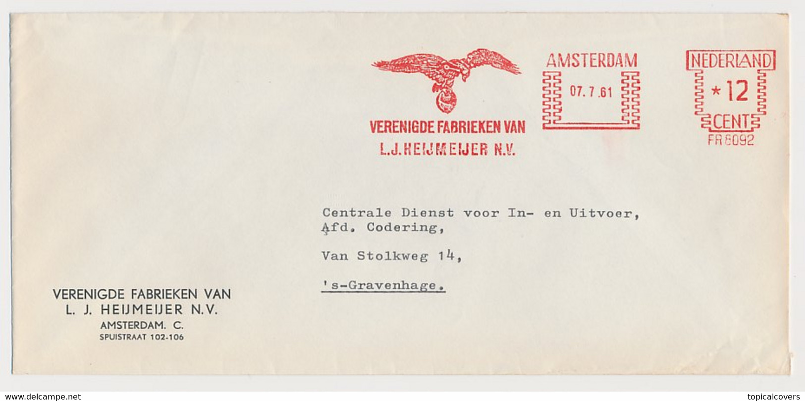 Meter Cover Netherlands 1961 Bird - Eagle - Other & Unclassified