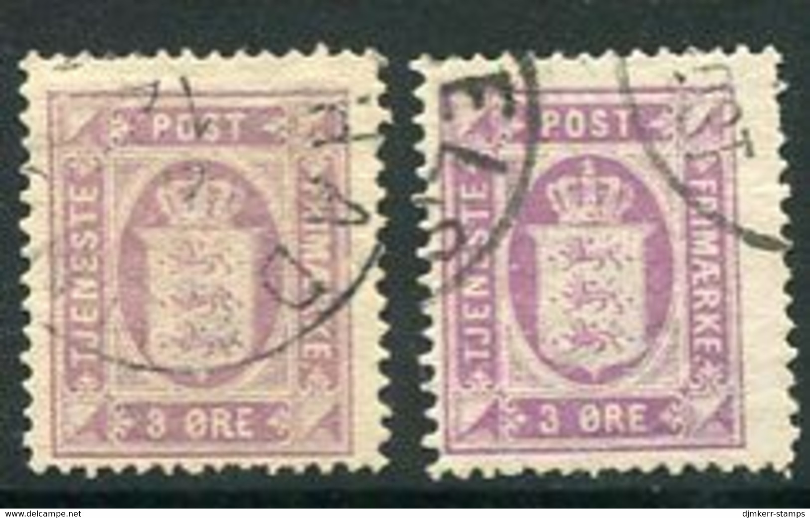 DENMARK 1875 Official 3 Øre Perforated 14 X 13½ In Both Shades, Used  SG O88-89.  Facit Tj6a, 6b Cat. SEK 6000 - Officials