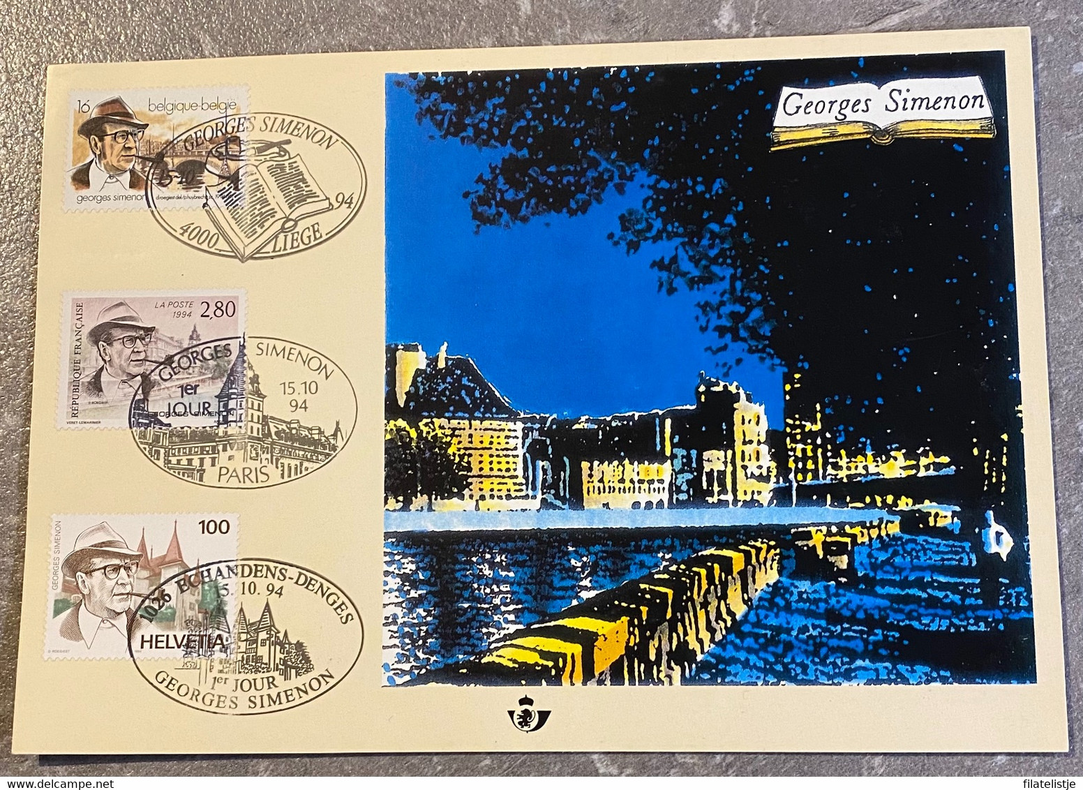 België Herdenkingskaart HK 2579 Georges Simeon - Cartoline Commemorative - Emissioni Congiunte [HK]