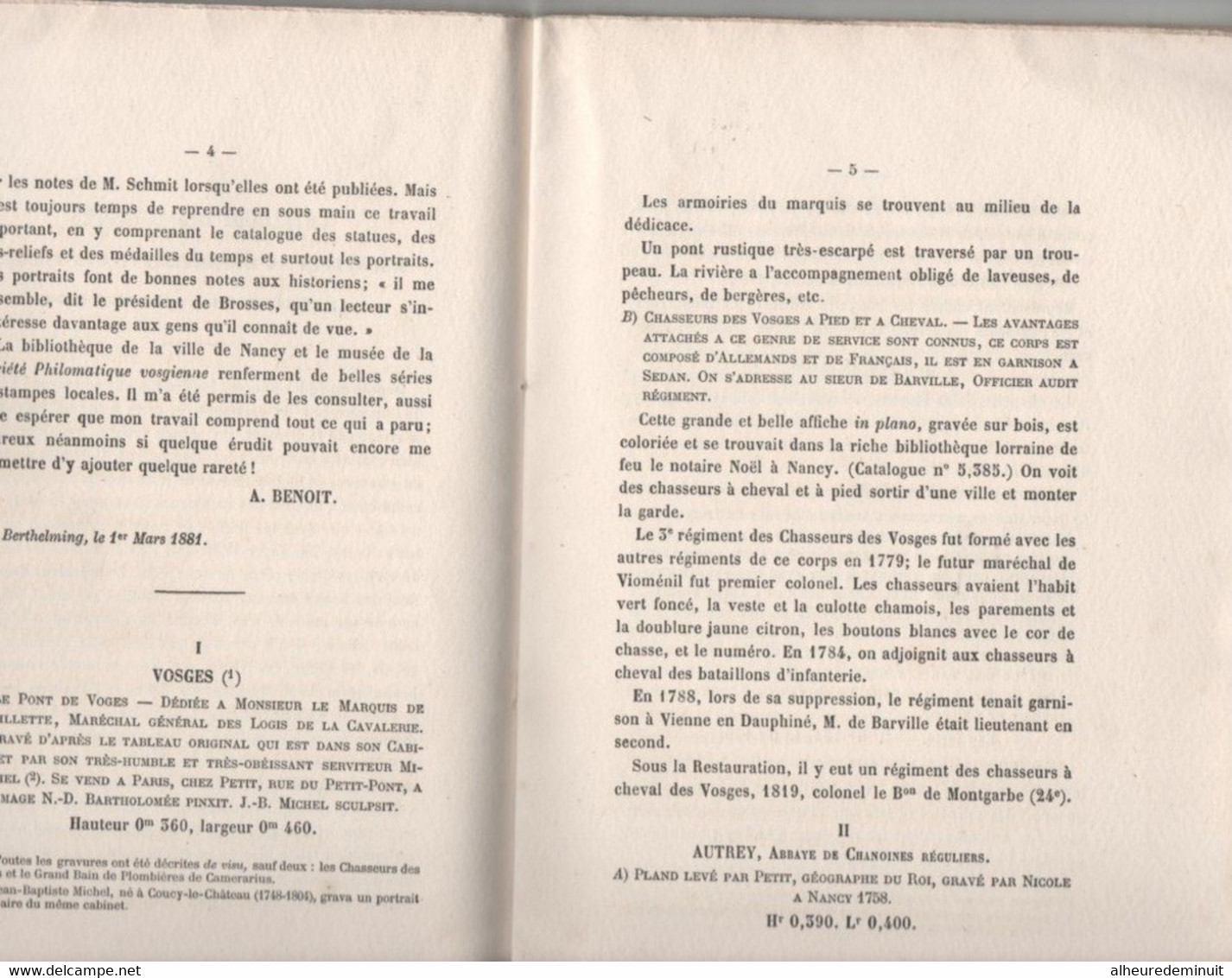 CATALOGUE DES ESTAMPES DEPARTEMENT DES VOSGES Antérieures à 1790"1881-1882"BELVAL"EPINAL"ETIVAL"MOYENMOUTIER"PLOMBIERES - Lorraine - Vosges