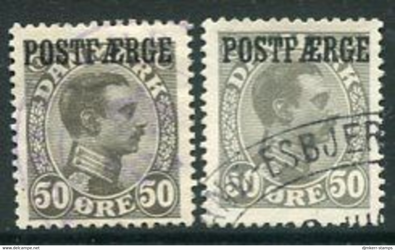 DENMARK 1922-23 Postal Ferry 50 Øre Olive-grey And Grey, Used.  Michel 8-9 - Parcel Post