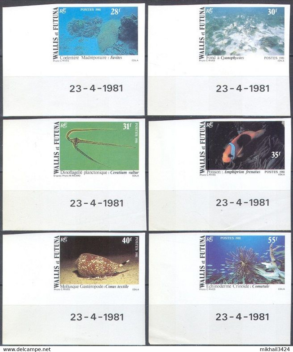 M4389 ✅ Fauna Marine Life Fisches Corals 1981 Wallis & Futuna 6v Set MNH ** Imperf Imp - Mundo Aquatico