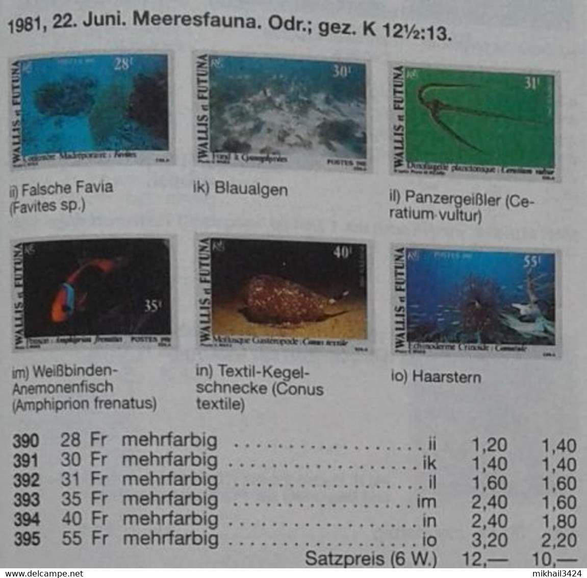 M4389 ✅ Fauna Marine Life Fisches Corals 1981 Wallis & Futuna 6v Set MNH ** Imperf Imp - Mundo Aquatico