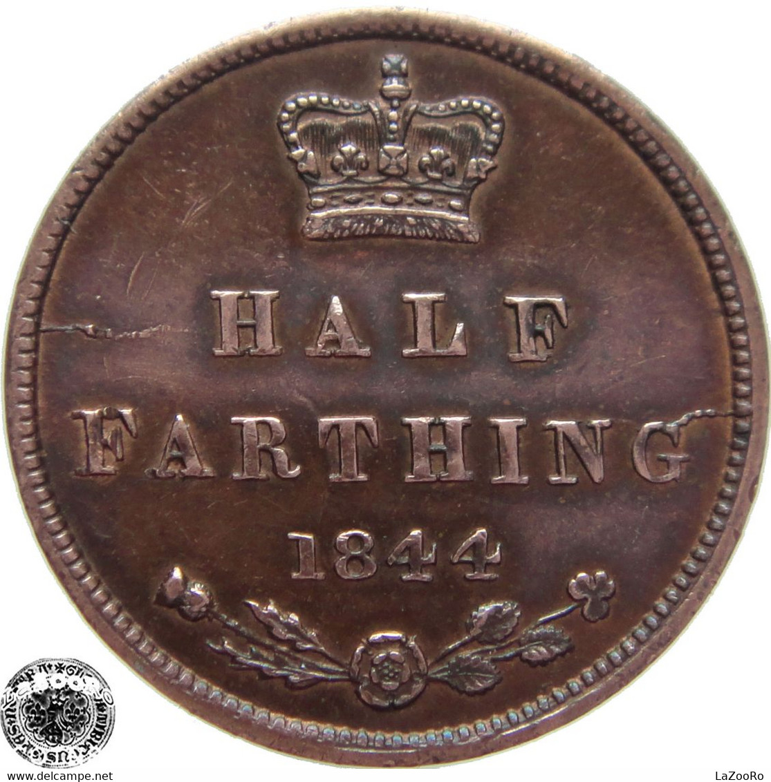 LaZooRo: Great Britain 1/2 Farthing 1844 XF / UNC - A. 1/4 - 1/3 - 1/2 Farthing